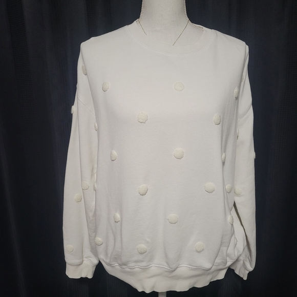 Lou & Grey sweatshirt type material with  cute polkadot textured details size m - Picture 8 of 11
